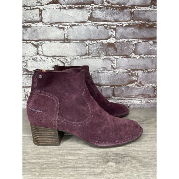 UGG Bandera Purple Plum Suede Back Zip Ankle Bootie Heel Boots Women 7M US/38EU - Picture 11 of 16